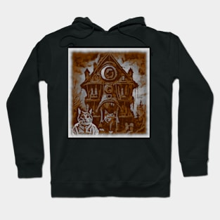 watercolor cat with eyeball house Hoodie